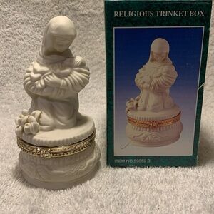Religious Trinket Box with Gold Accent